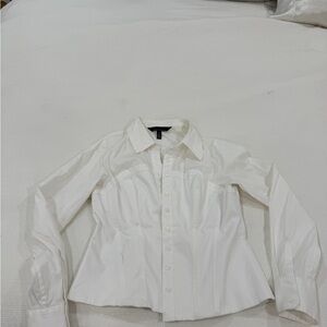 White House Black Market Fitted White Button-Down Shirt